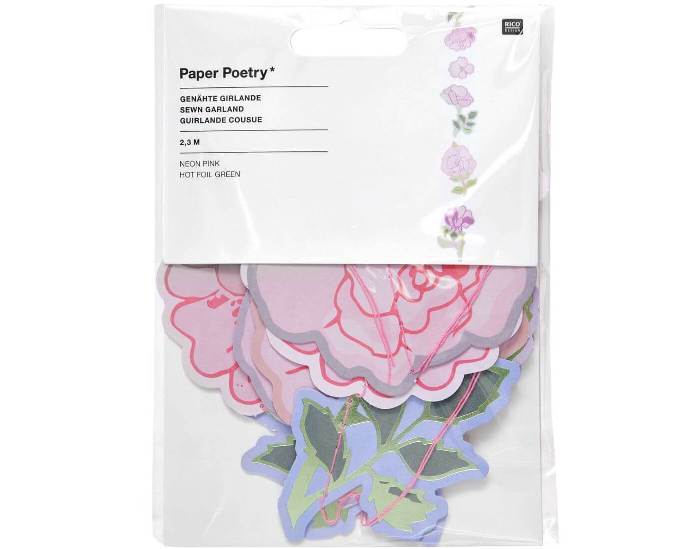 Paper Poetry Genähte Girlande Rosen 2,3m