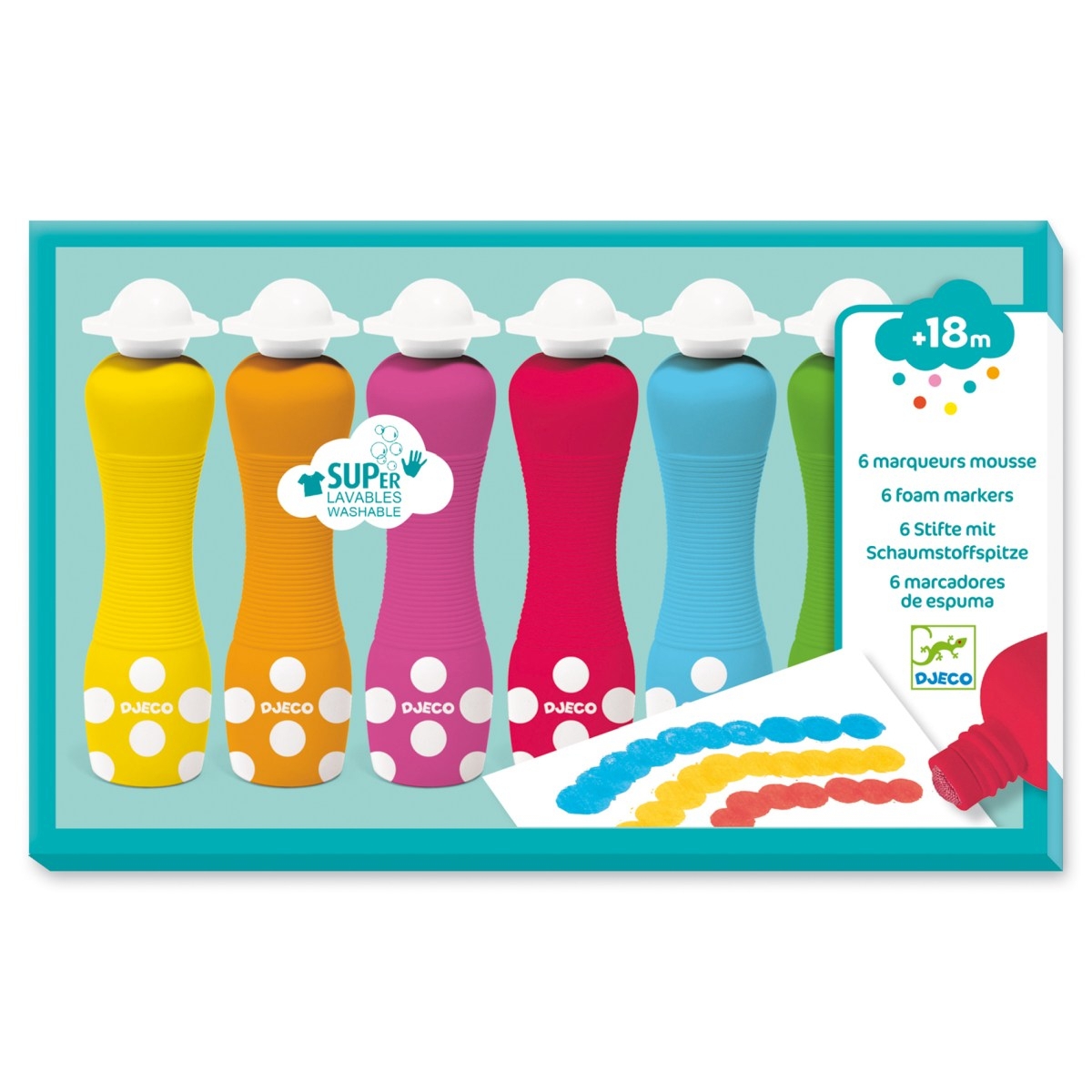 DJ09002-Farben-6-dicke-Filzstifte-1 6 Stifte mit Schaumstoffspitze