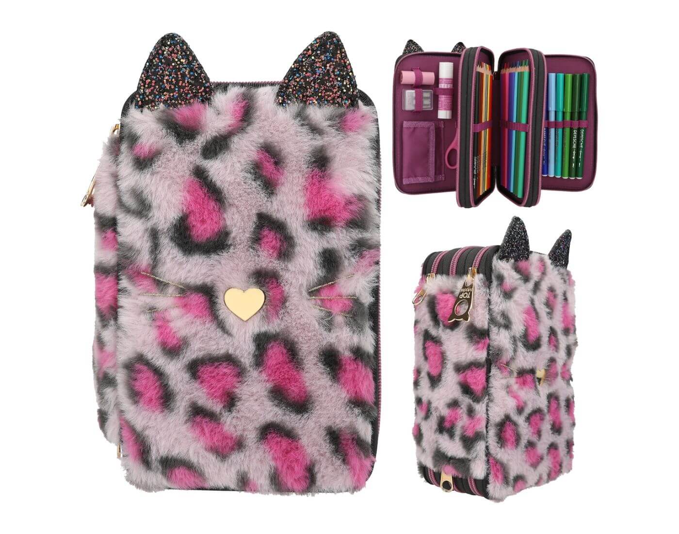 TOPModel 3 Fach Federtasche Leo Fell REBEL KITTY
