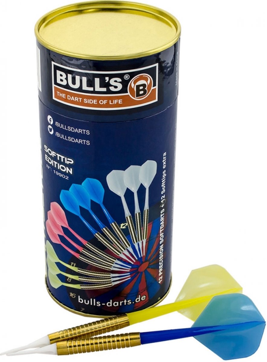 BULL'S Dart Röhre, 12 Softdarts, farblich sortiert