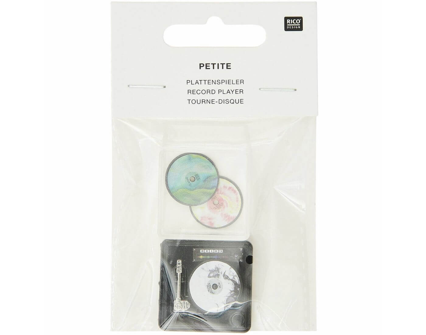 Miniatur Plattenspieler mit Schallplatten