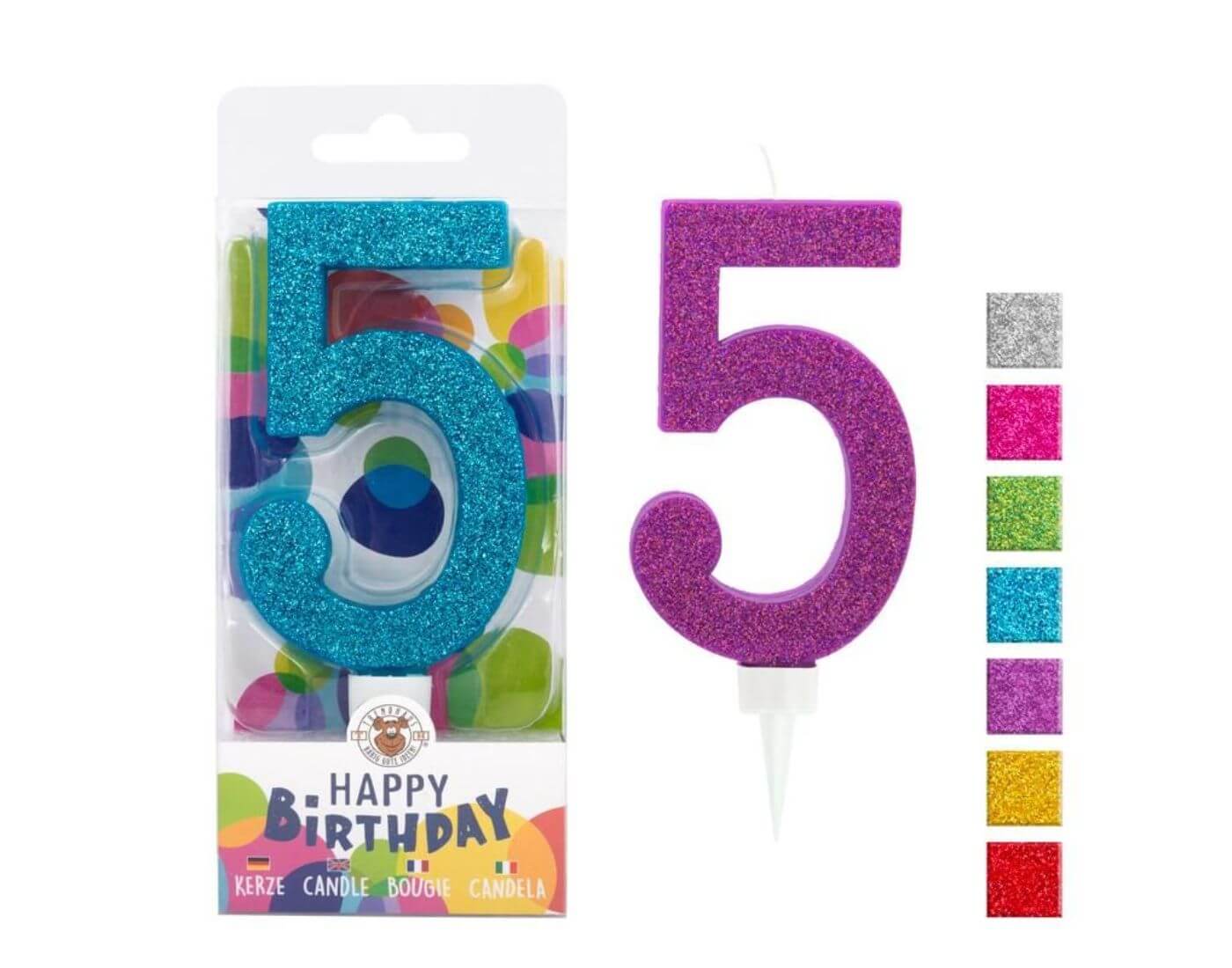 BIRTHDAY FUN Zahlenkerze 5 Glitter Maxi BIRTHDAY FUN Zahlenkerze 5 Glitter Maxi