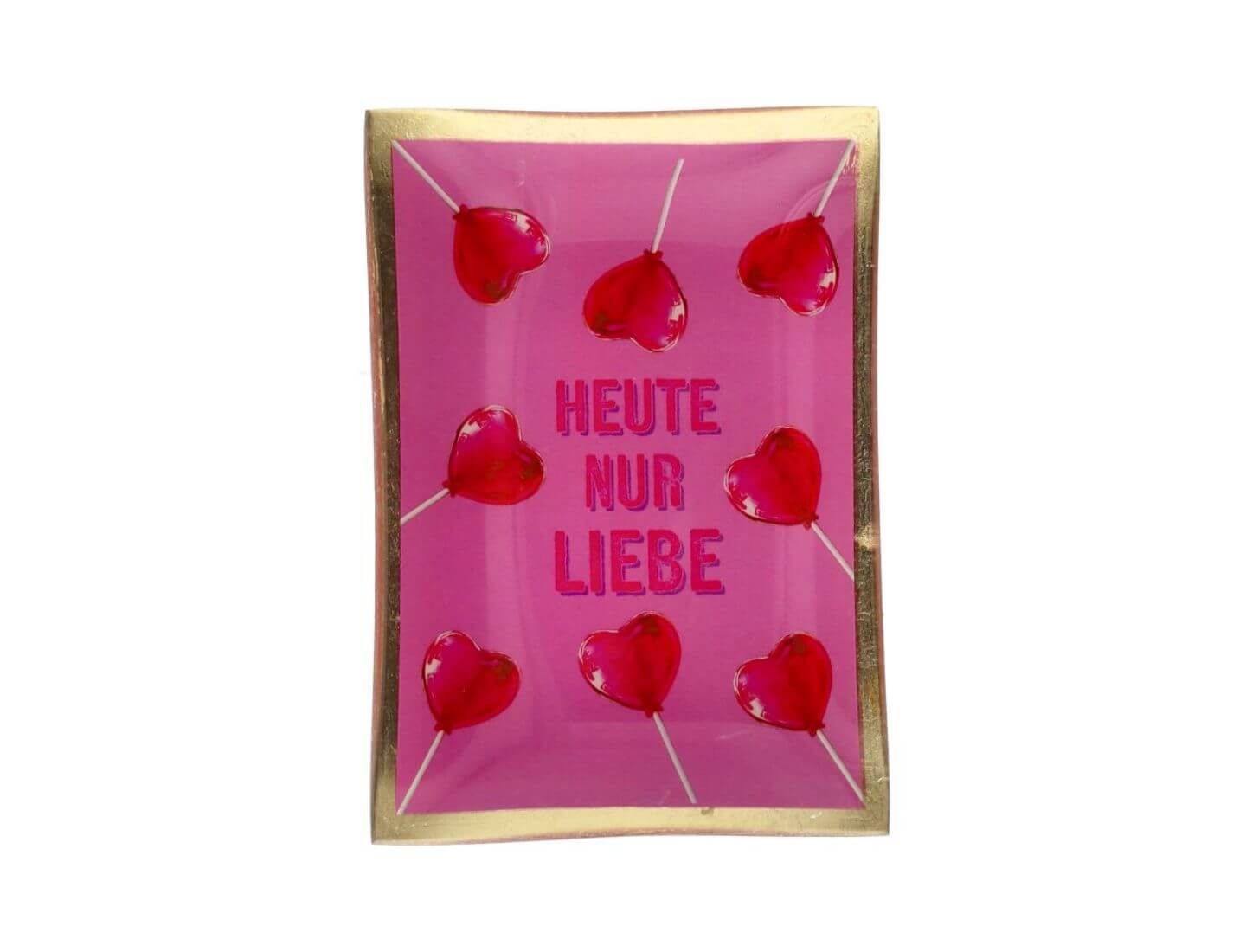 LOVE PLATES Glasteller M, Heute nur Liebe - Rosa