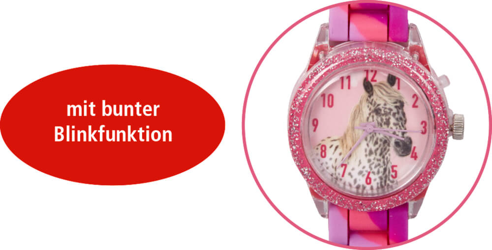 Armbanduhr - Pferdefreunde (mit bunter Blinkfunktion)