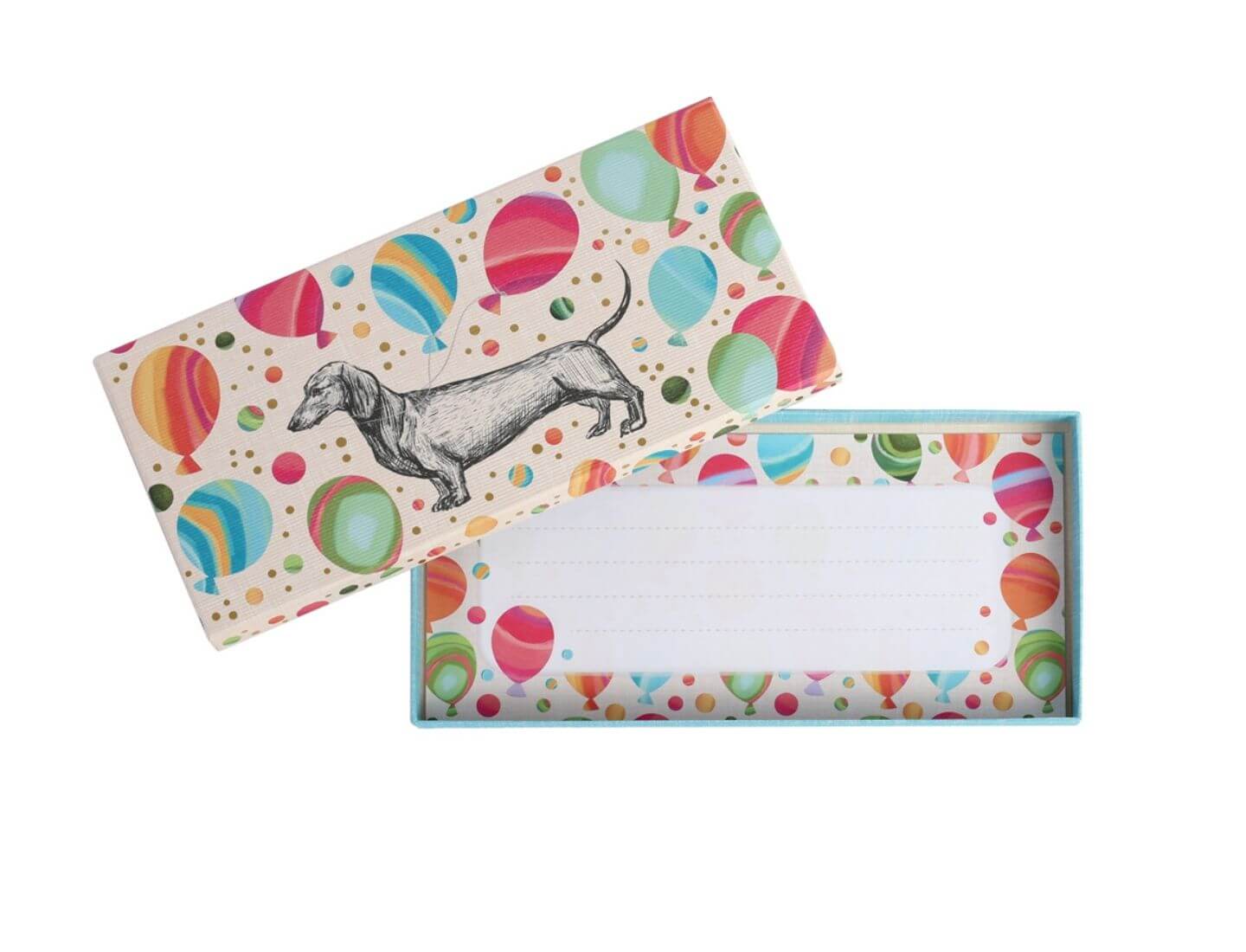 Geschenkbox Dackel Ballons