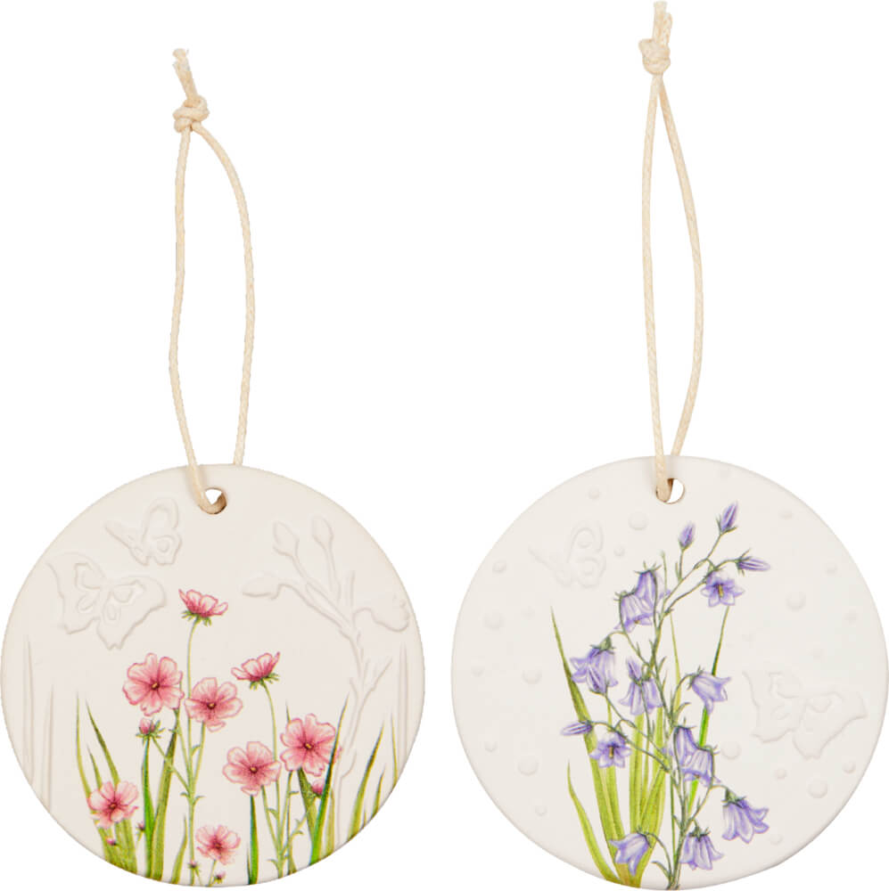 4029753210463 Porzellan-Anhänger mit Blumenmotiv - Ostergrüße (einzeln)