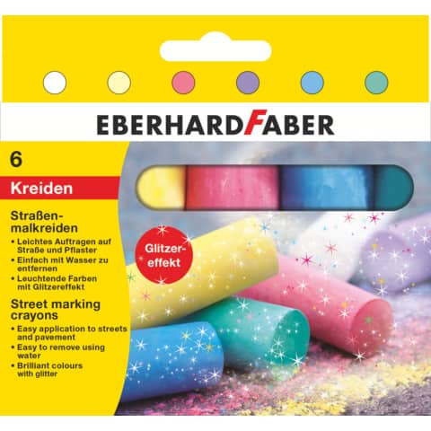 Straßenmalkreide Glitzer 6ST