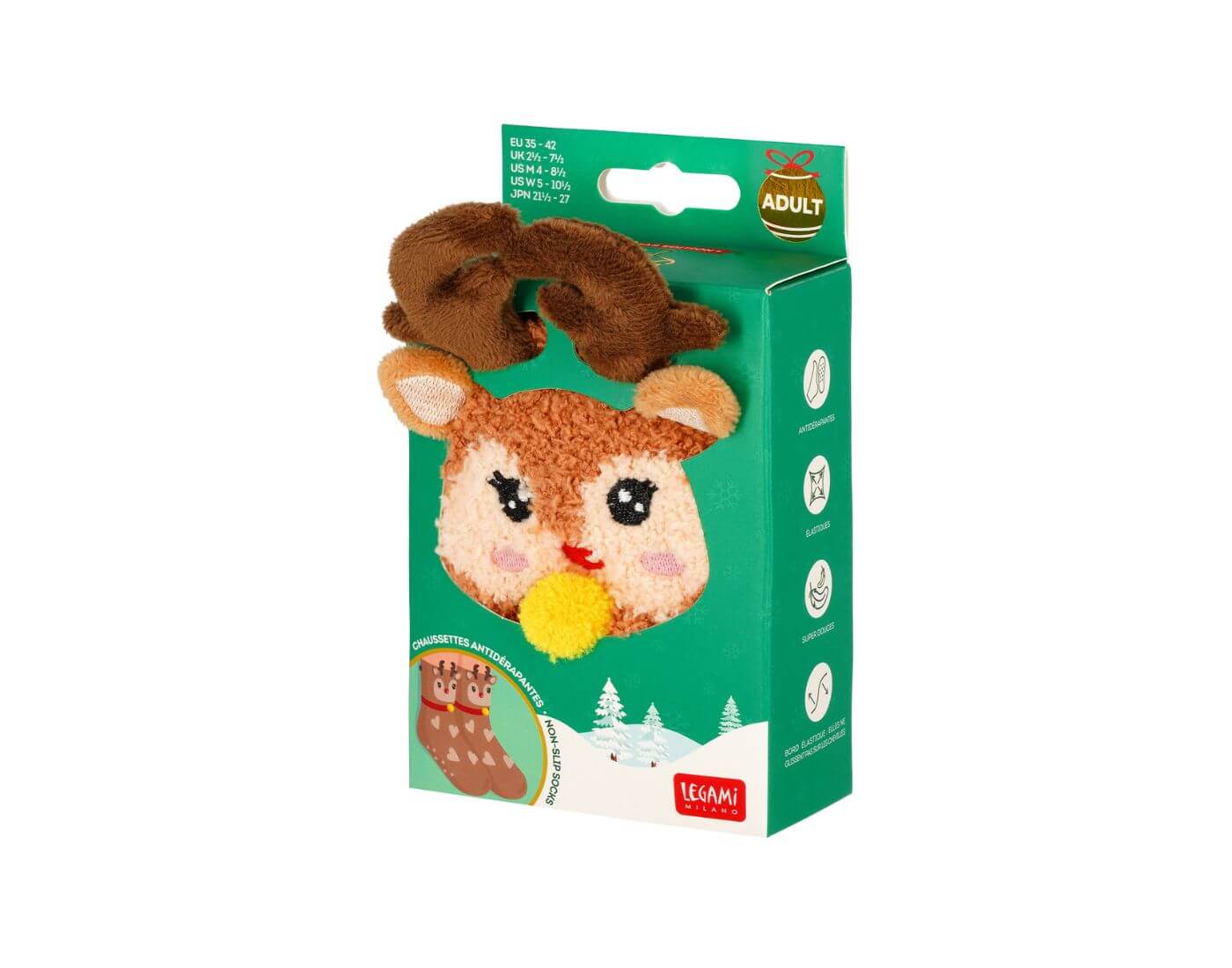 Rutschfeste Socken - Rentier - Größe 35-42