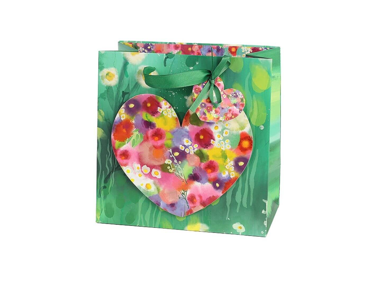 Geschenktasche 3D Herz Blütenwiese