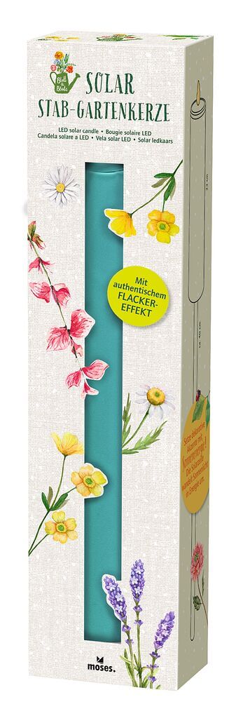 4033477871855_tuerkis_Verp-1 Blatt & Blüte Solar-Gartenkerze (versch. Farben)