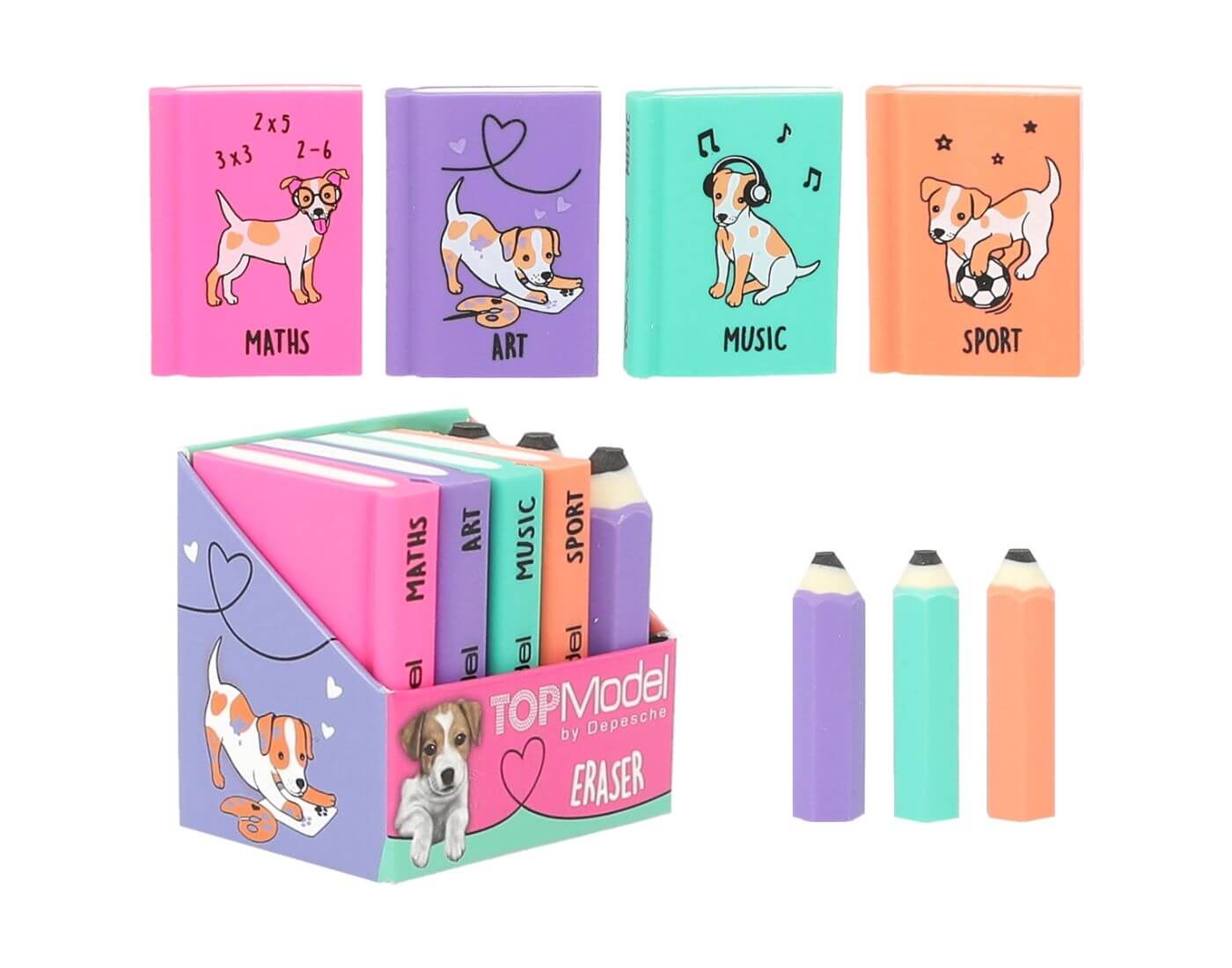 depesche-topmodel-radierer-set-1-1 TOPModel Radierer-Set Mini Schulbücher und Stifte