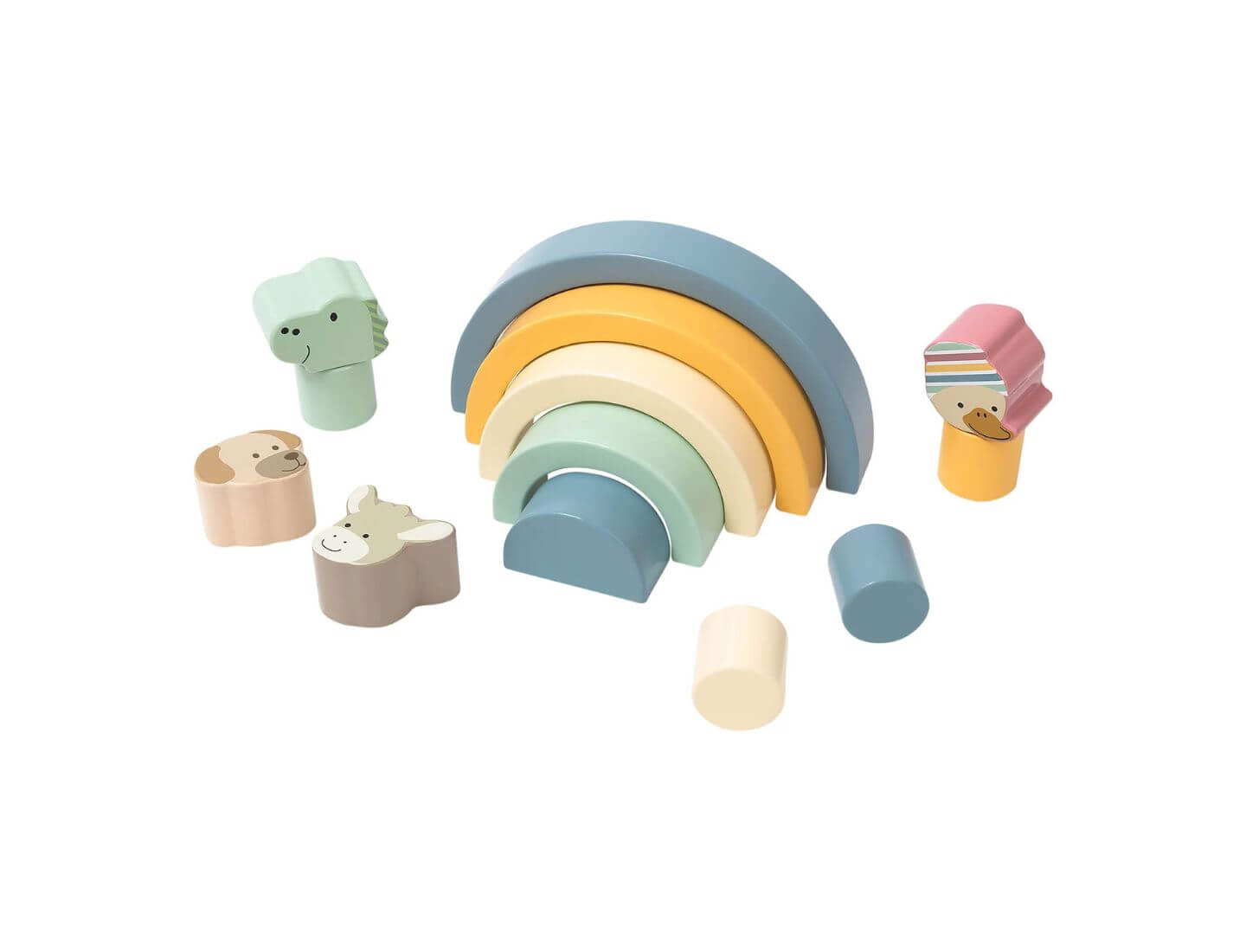 Holzbausteine Regenbogen blau