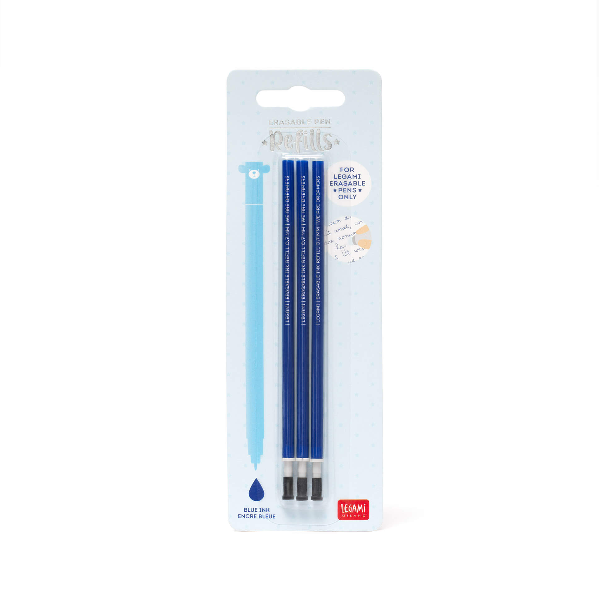 REFEP0004_2-1 Ersatzmine für löschbaren Gelstift (3x blau) - Legami