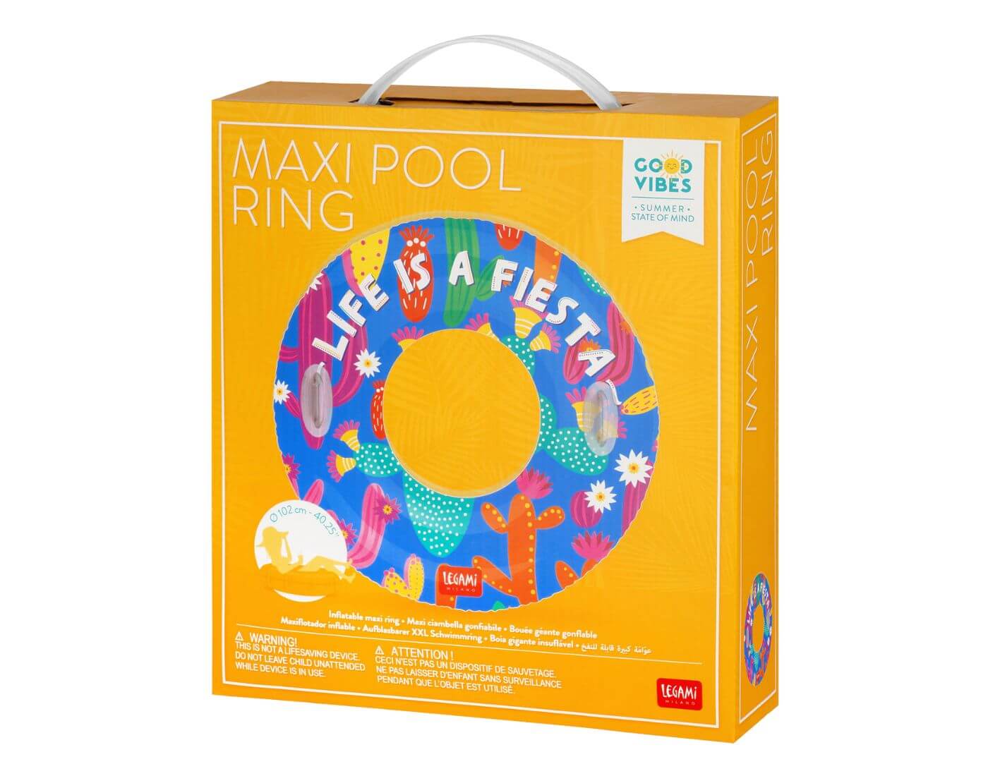 Aufblasbarer Maxi-Schwimmring - Good Vibes Motiv "Kaktus"