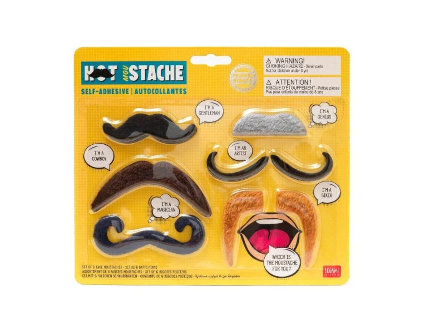Set mit 6 falschen Schnurrbärten - Hot Mou-Stache