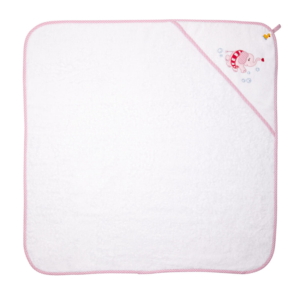 4029753187390-1 Kapuzenbadetuch Elefant, rosa - BabyGlück (ca. 80x80 cm)