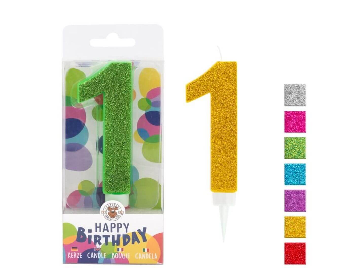 BIRTHDAY FUN Zahlenkerze 1 Glitter Maxi BIRTHDAY FUN Zahlenkerze 1 Glitter Maxi