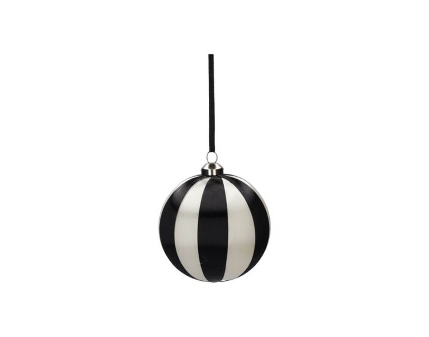 Chinois, Weihnachtskugel, 8cm, Streifen, schwarz/weiß