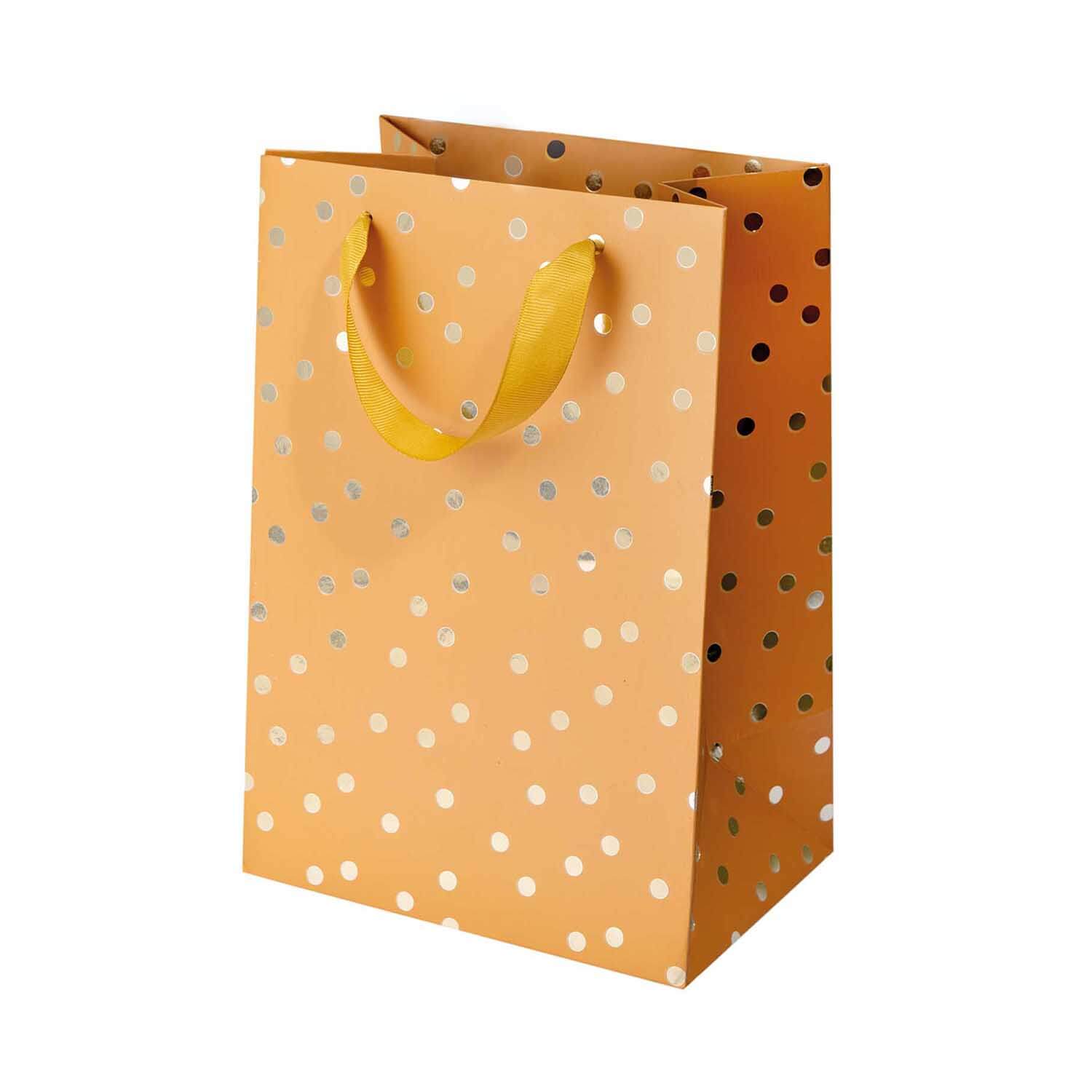 99001-92-19_1-1 Paper Poetry Geschenktüte Punkte senf 18x26x12cm