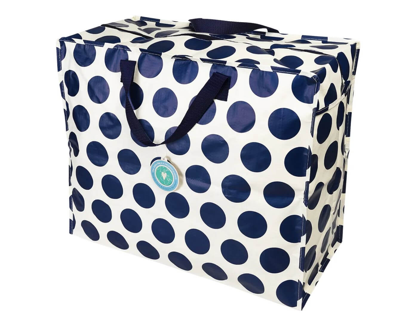 XXL-Tasche Weiß / Marineblaue Punkte