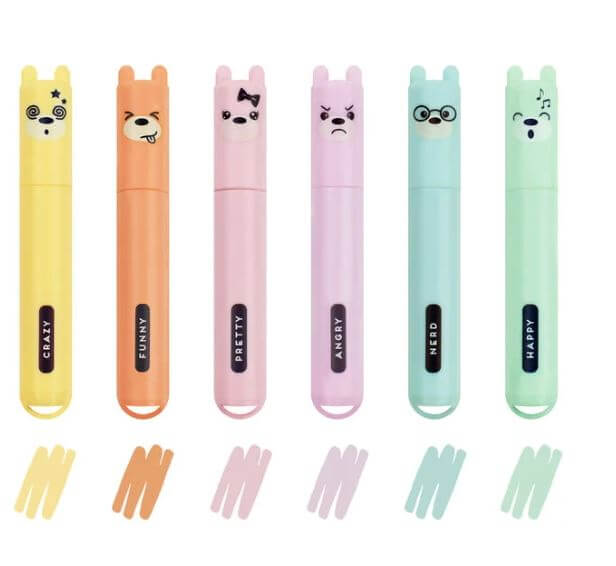 Set mit 6 Mini-Textmarkern pastel - Teddy‘s Style
