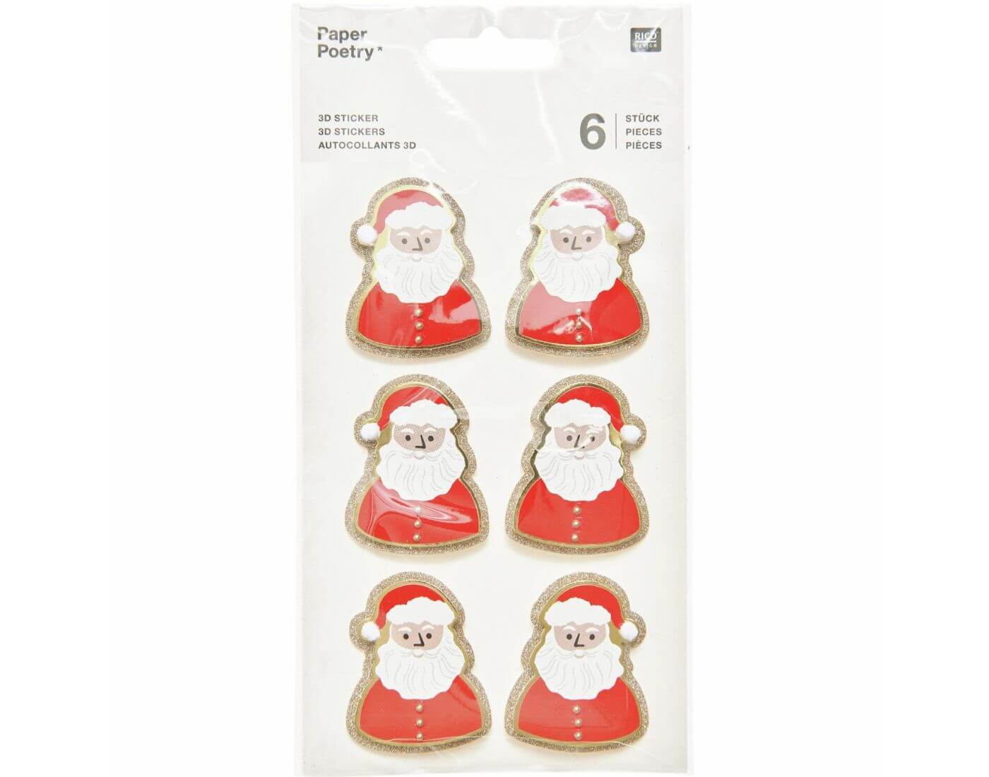 Paper Poetry 3D Sticker Weihnachtsmann 6 Stück Paper Poetry 3D Sticker Weihnachtsmann 6 Stück