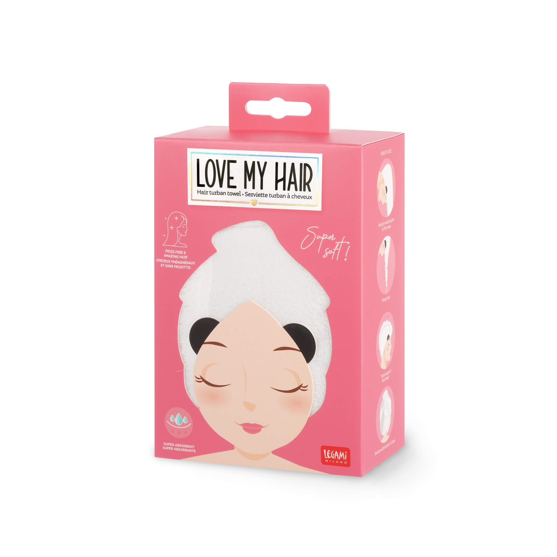 HTW0001_5 Turban-Handtuch für die Haare - Love my Hair Panda