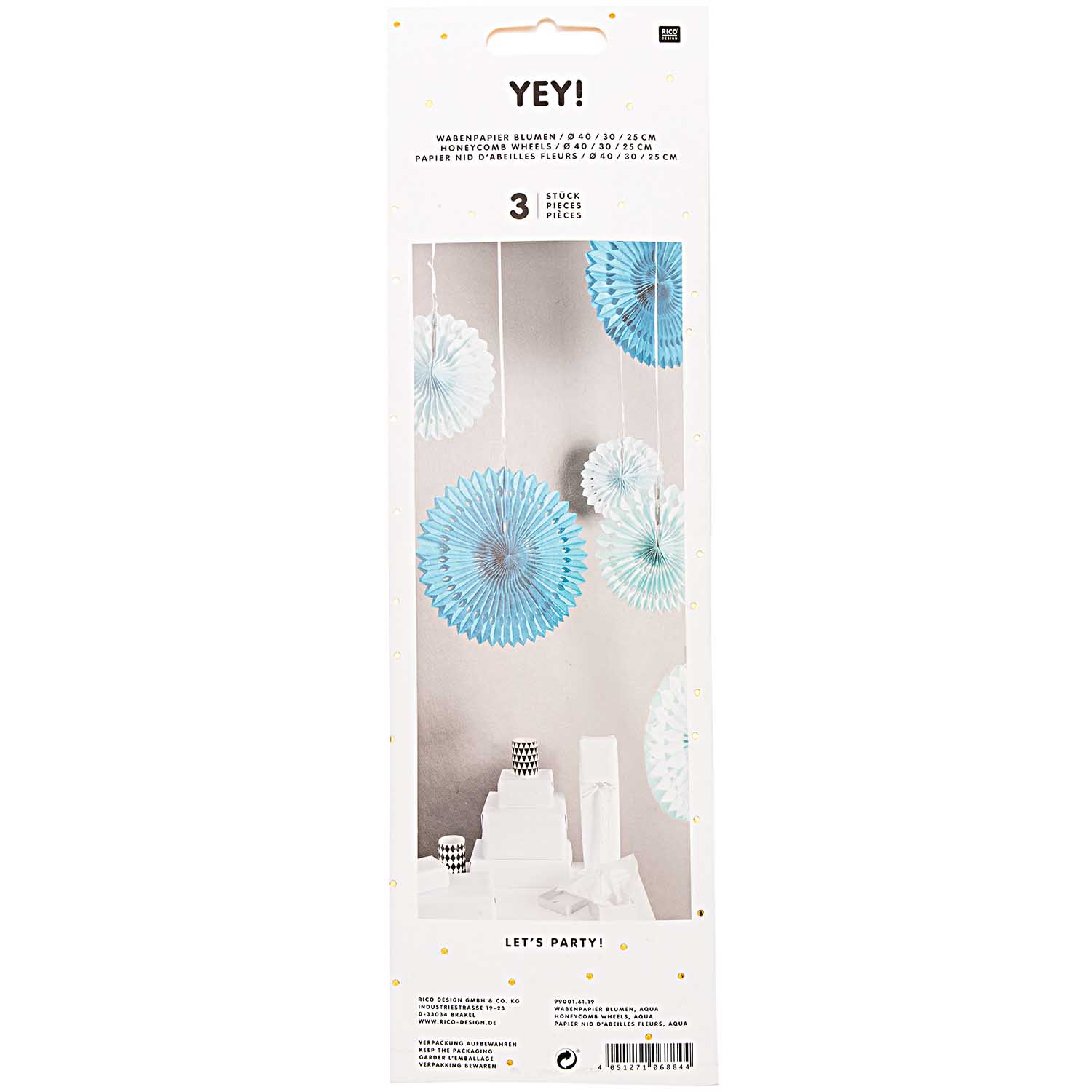 Wabenpapier Blumen aqua - YEY! LET'S PARTY