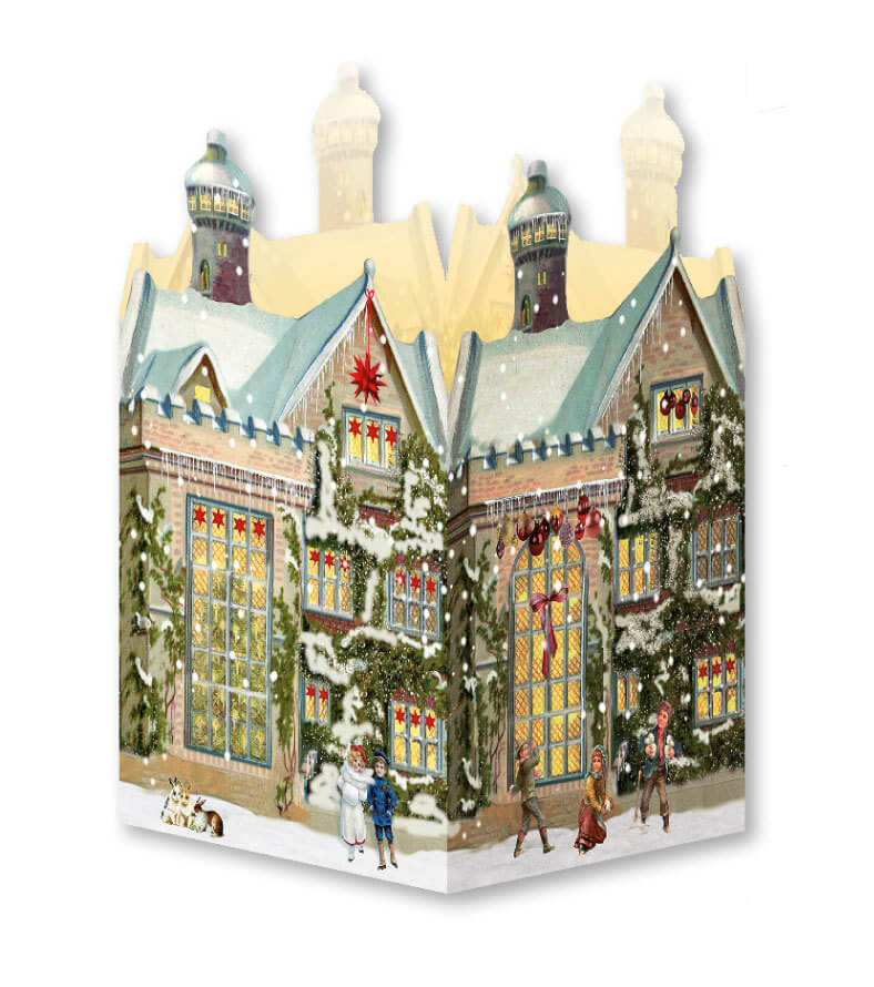 71022_1-1 Nostalgisches Weihnachtshaus - Windlicht-Mini-Adventskalender (Behr) (einzeln)