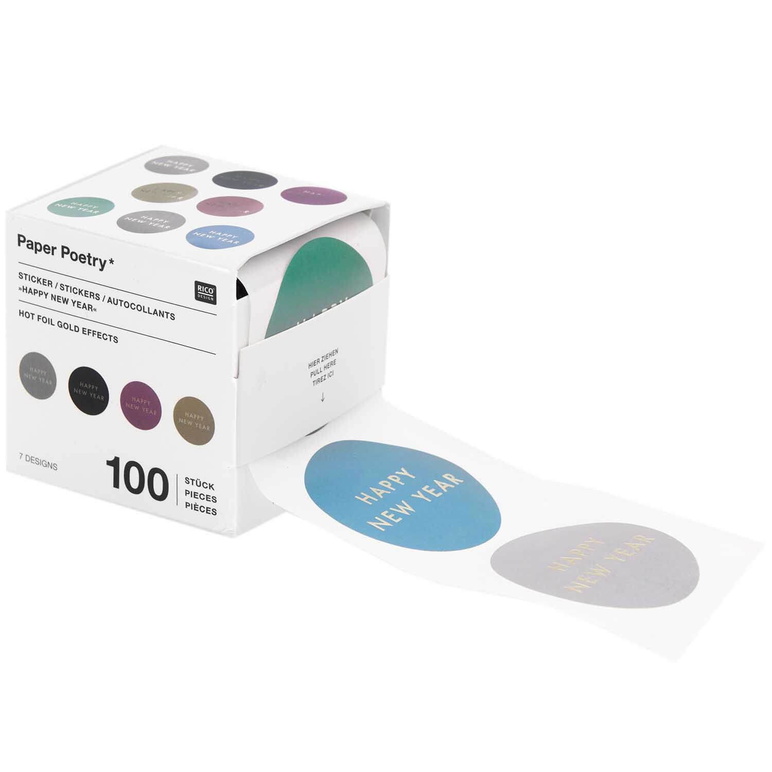 Paper Poetry Sticker Happy New Year auf der Rolle