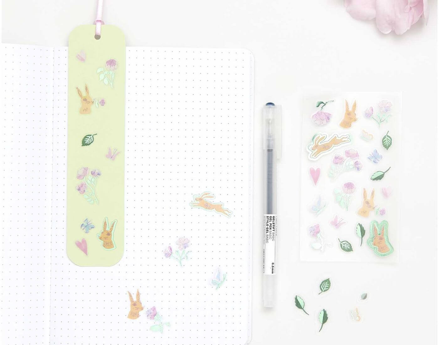 Paper Poetry Foliensticker Blumen/Hasen 4 Bögen