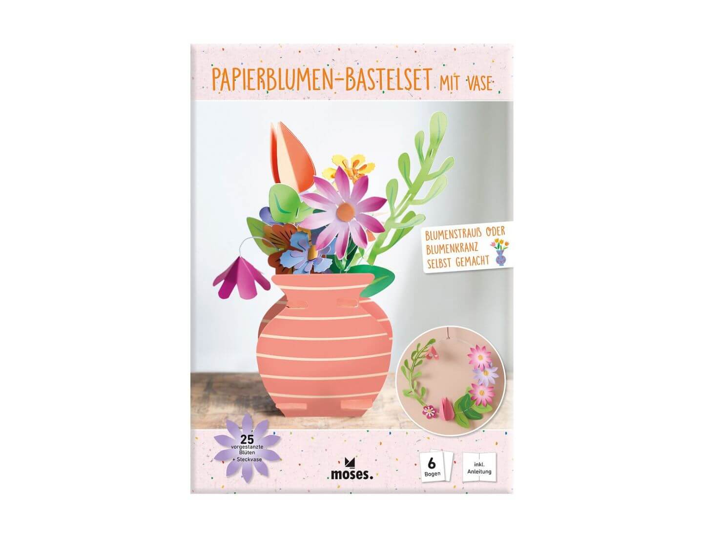 Papierblumen-Bastelset mit Vase