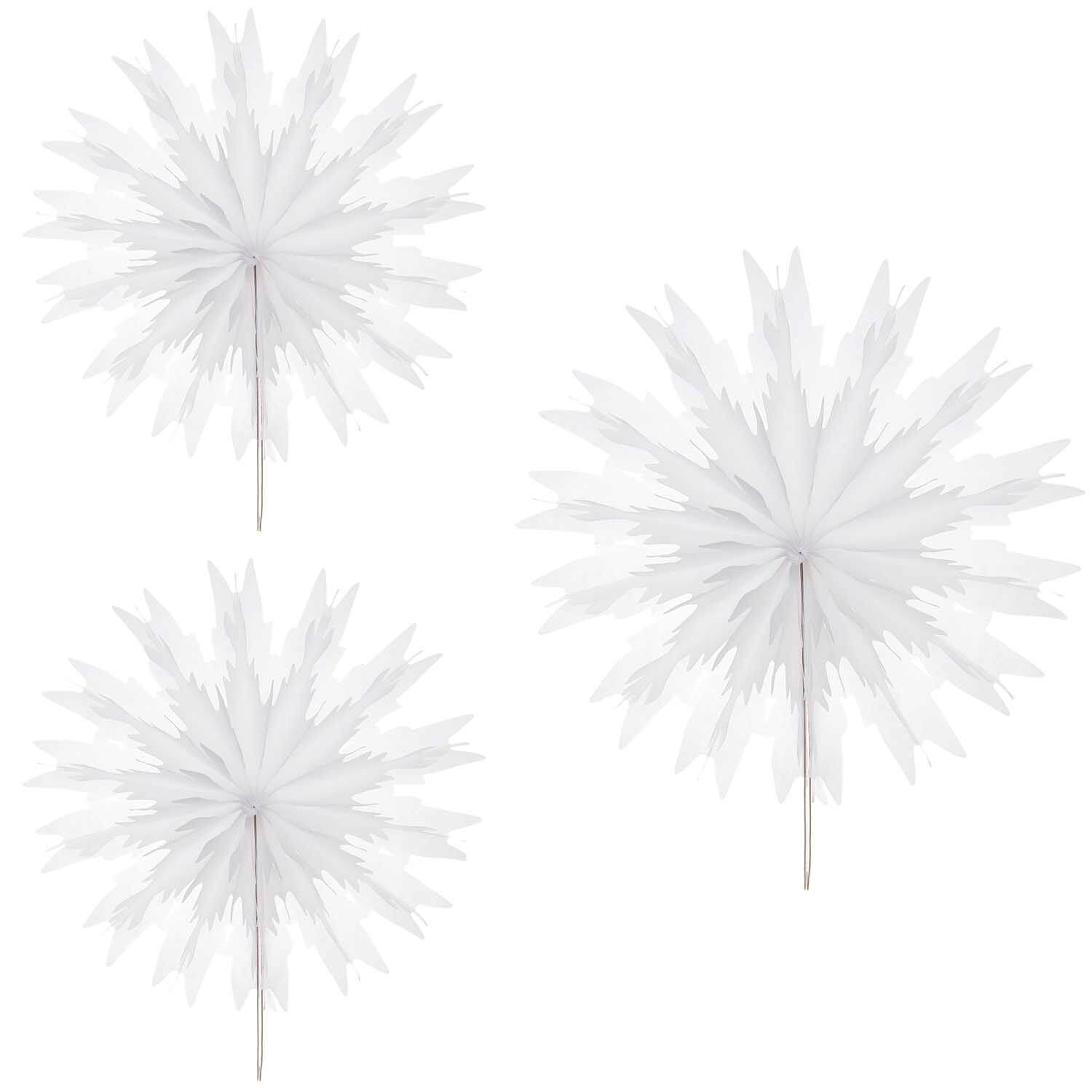 400476_1-1 Rico Design Wabenpapiersterne Eiskristall weiß 3 Stück