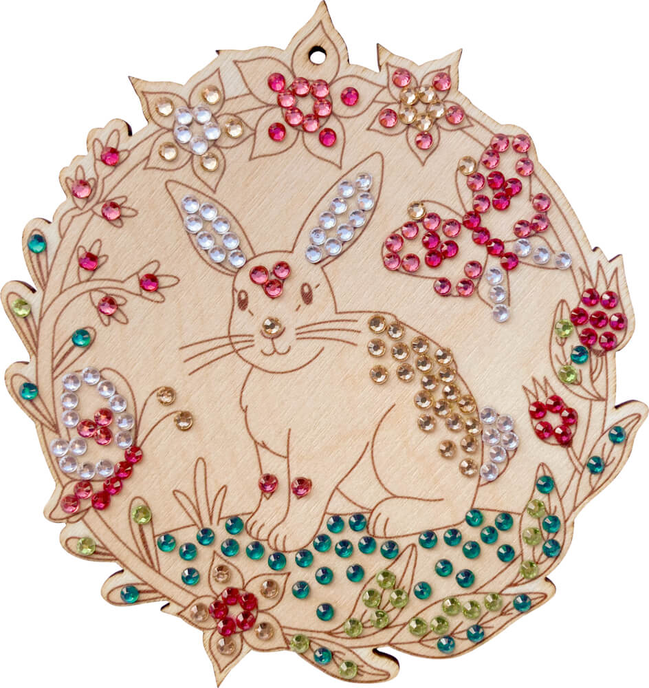 4050003955377_1 Holzanhänger Diamond Painting (100% selbst gemacht) (einzeln) - Schmetterling & Einhorn / Hase & Fee