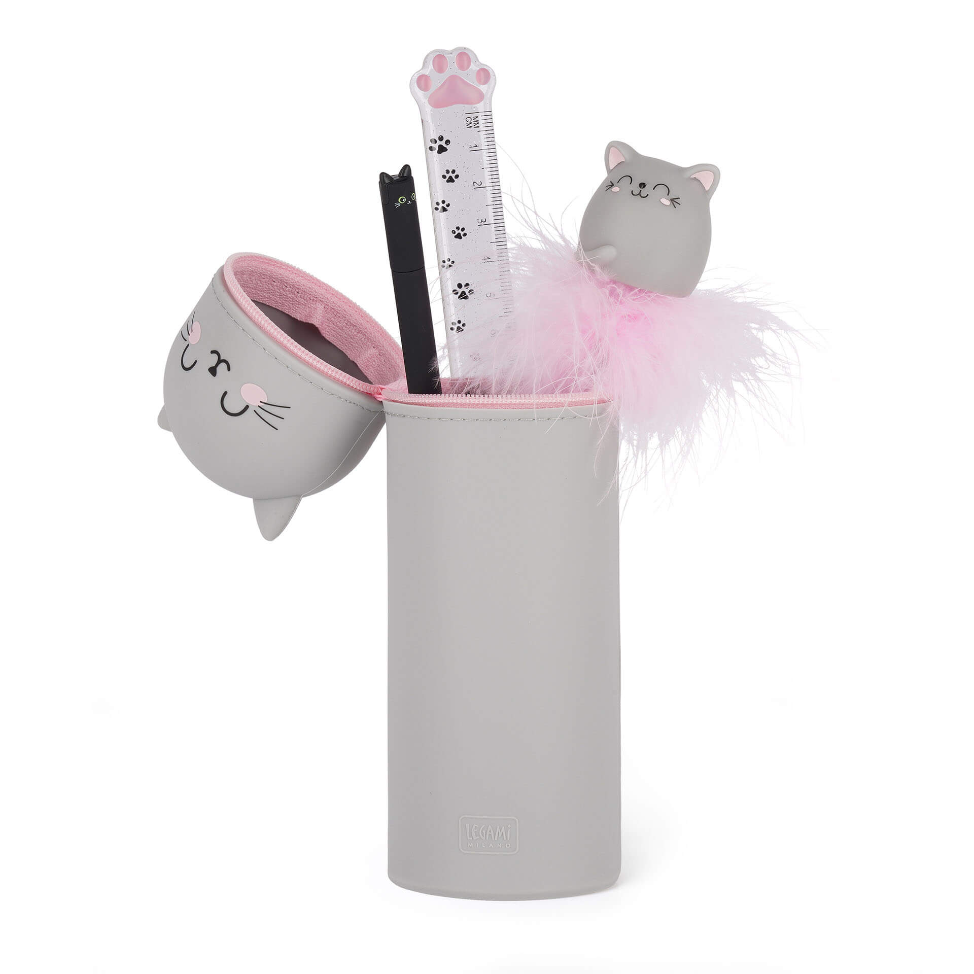 Federmäppchen Katze 2 in 1 aus weichem Silikon
