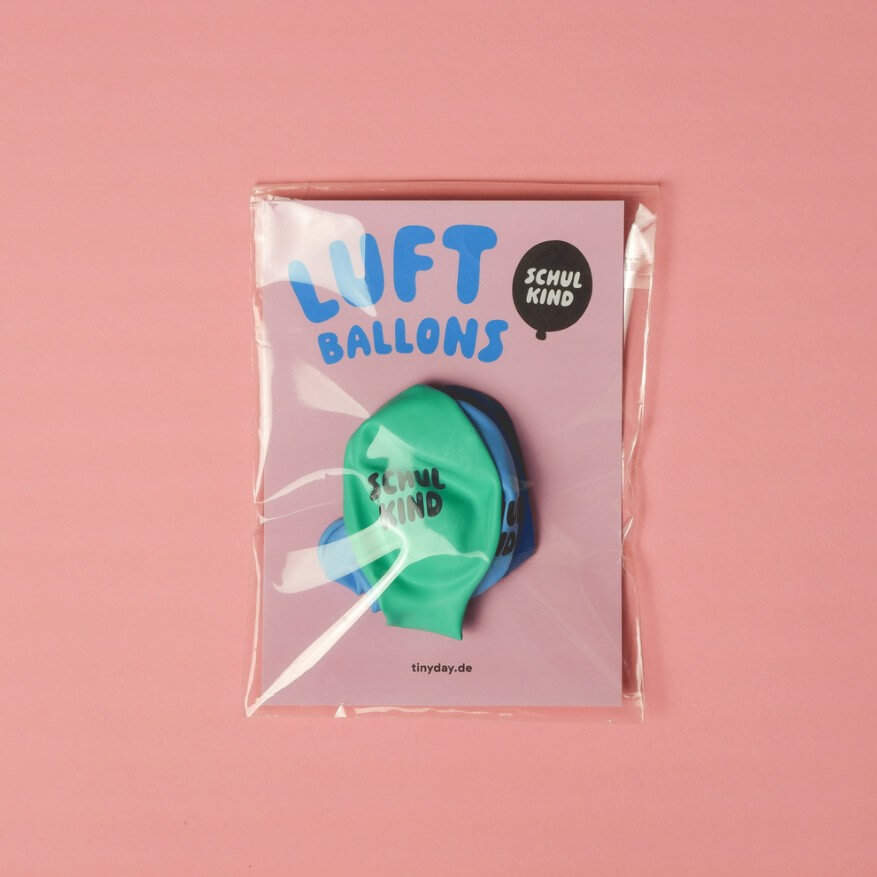 Schulkind Luftballon 6er Set | blau-Mix