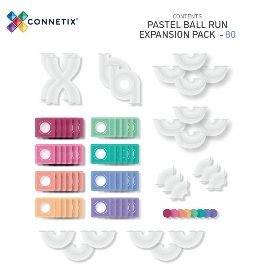 Connetix Magnetbausteine Kugelbahn - Pastel Ball Run Expansion Pack - 80 Teile