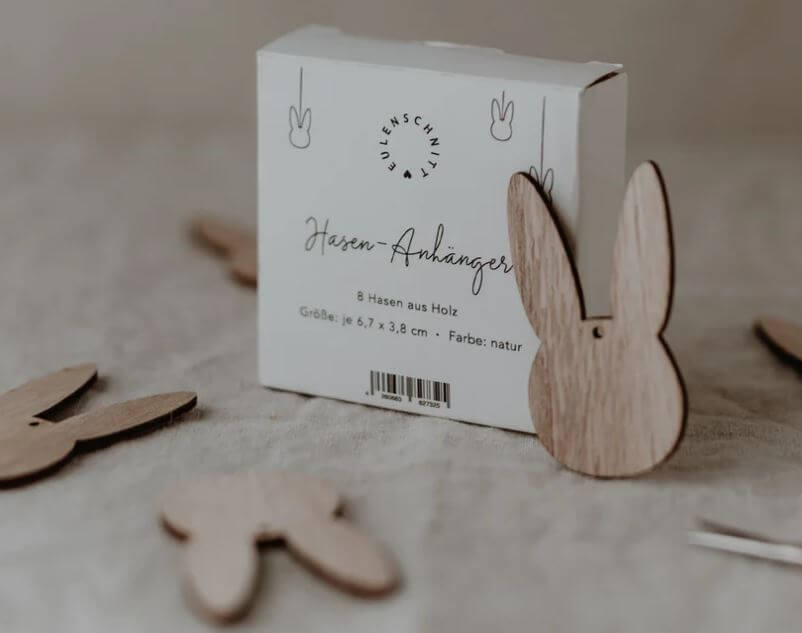 Unbenannt-47 Holzanhänger Hase Natur im 8er Set