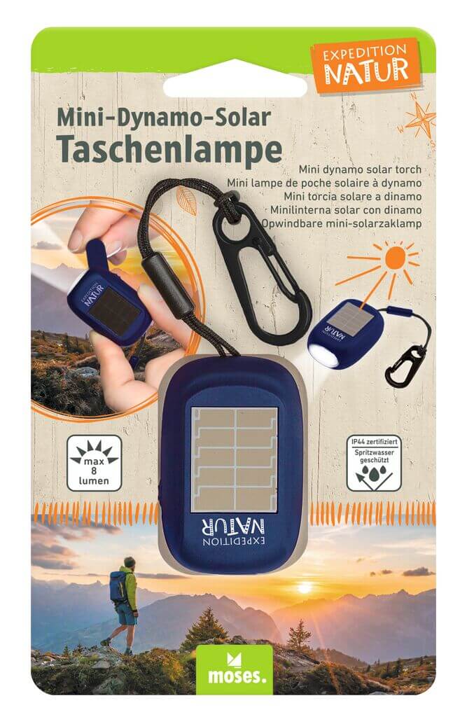 4033477098771-1 Expedition Natur Mini-Dynamo-Solar Taschenlampe VE 8