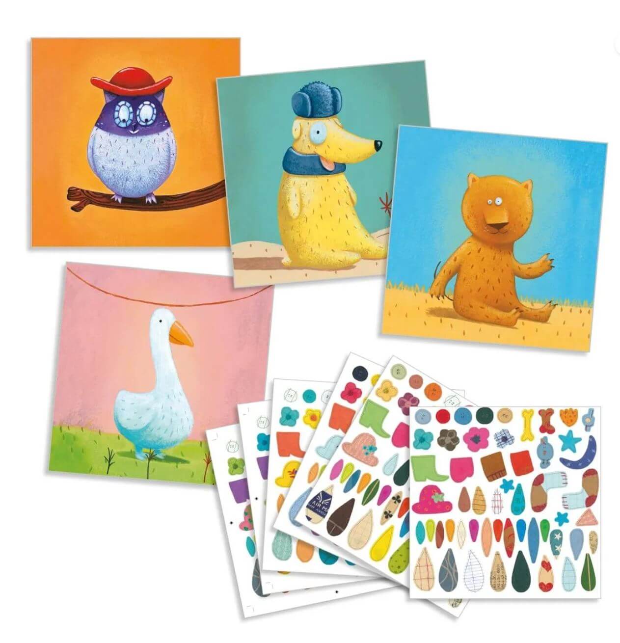 Stickerbild Tiere - Basteln mit Stickern