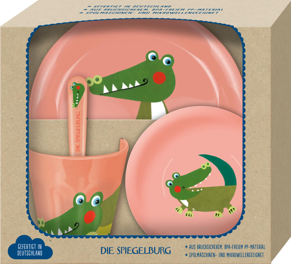 4029753224811-1 Geschirr Geschenkset Krokodil - Freche Rasselbande
