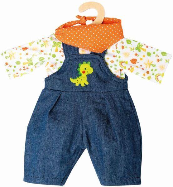 Puppen-Latzhose Dino, 3-teilig, Größe 35-45 cm