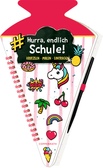 4050003949475 Schultüten-Kratzelbuch Funny Patches,pink - Hurra, endlich Schule!