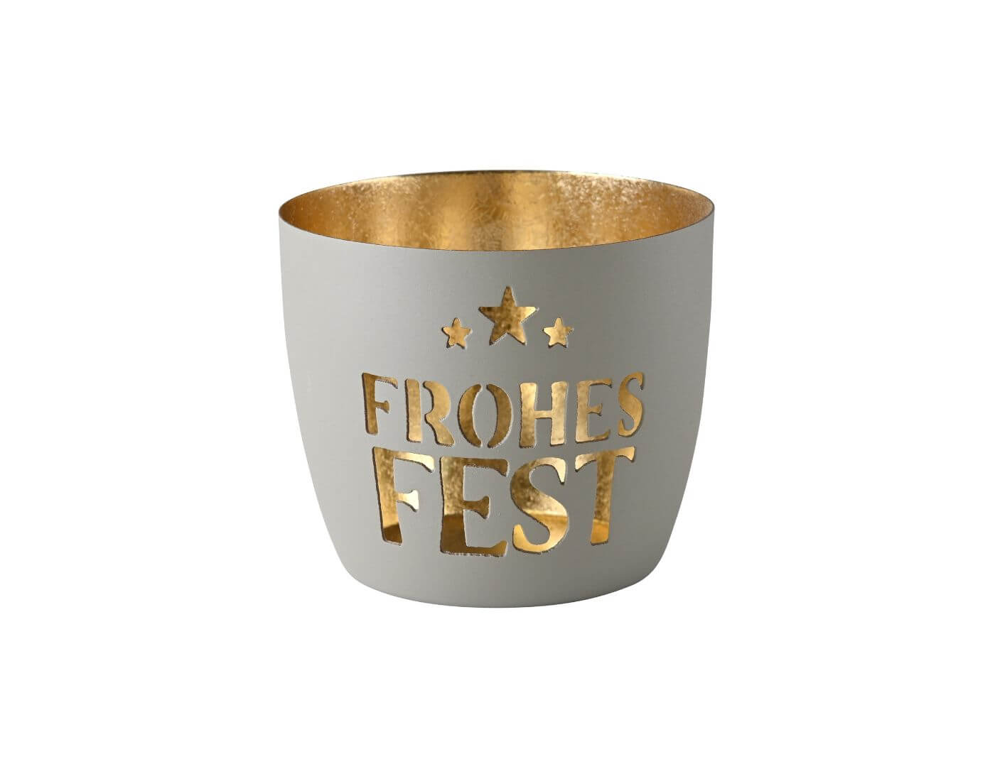 Madras, Windlicht, M, Motiv: Frohes Fest, flannel/gold