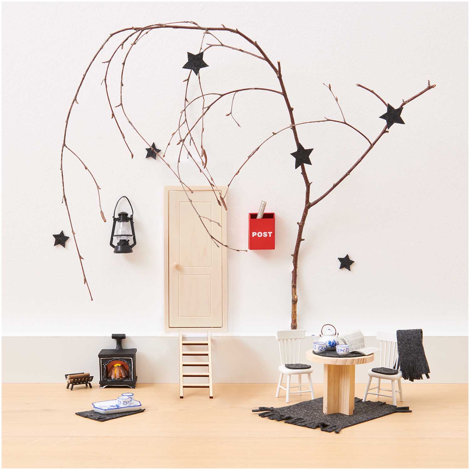 Miniatur Kaminholz-Halter 3,2x2,8x2,2cm - Wichtel- und Puppenstube