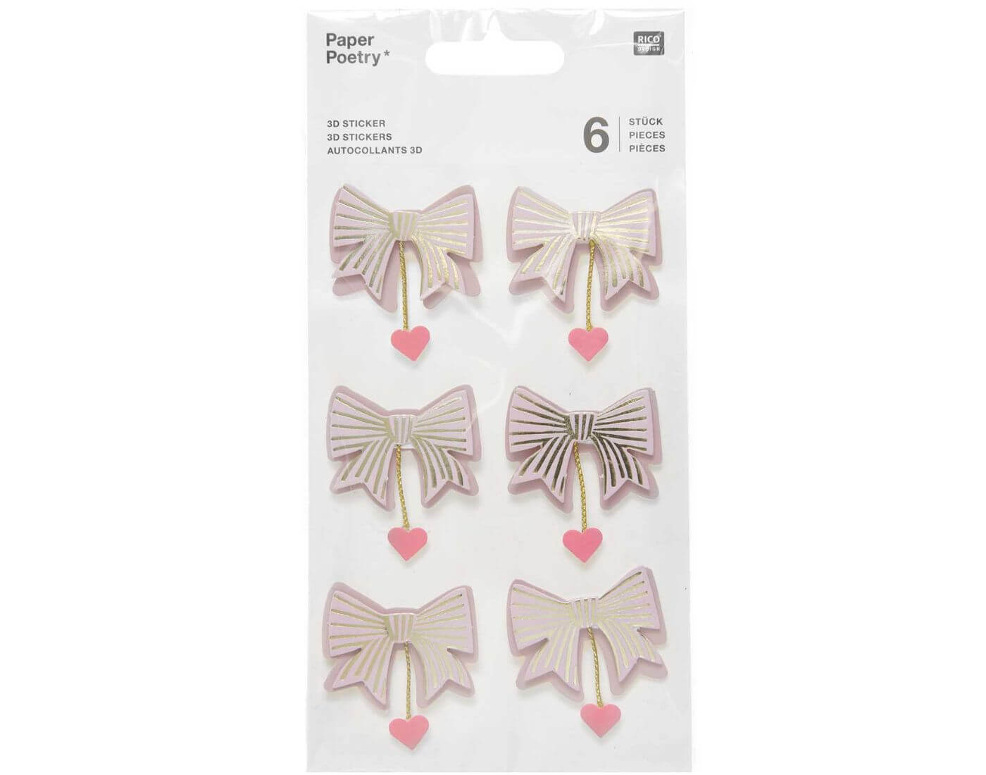 Paper Poetry 3D Sticker Schleifen / Herzen, Mauve