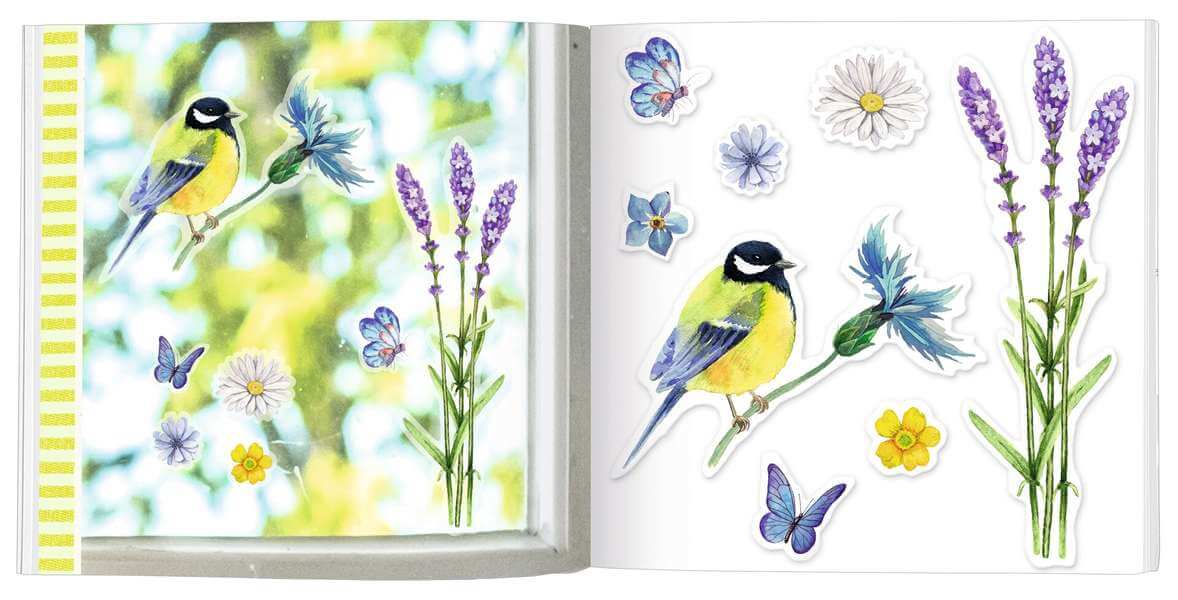 Blatt & Blüte Fenstersticker Buch - Vogelglück
