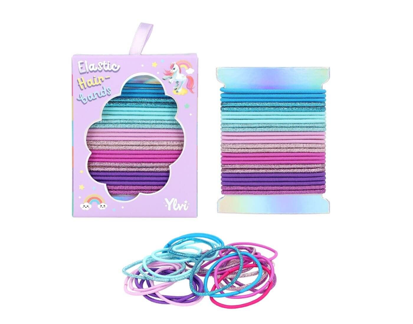 Ylvi Glitzerhaargummi Set, sort.