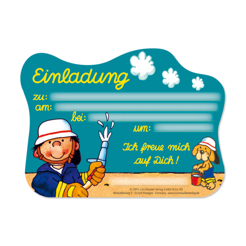 3210_02 Feuerwehr Benny Brandmeister Einladungs-Set, Stanzkarte