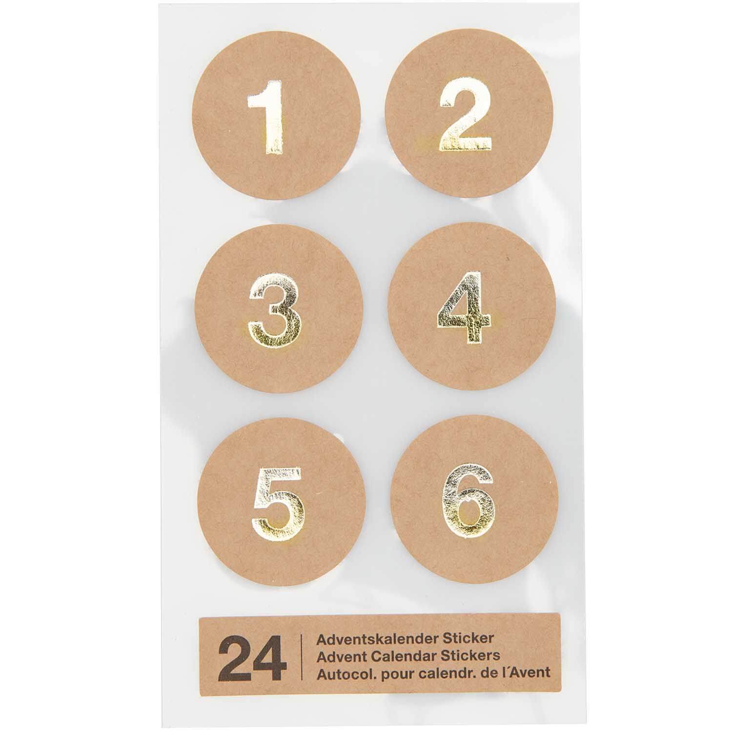 300135_1-1 ADVENTSKALENDER STICKER ZAHLEN 1-24 KRAFTPAPIER PAPER POETRY